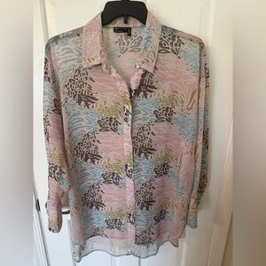 ASOS Curve Multicolor Button Down Animal Print Blouse